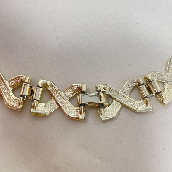 Vintage Choker Necklace Gold-Tone Chunky Retro Simple‎ Geometric Minimal - Picture 5 of 10